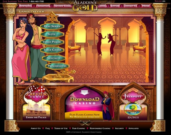 aladdins gold casino lobby