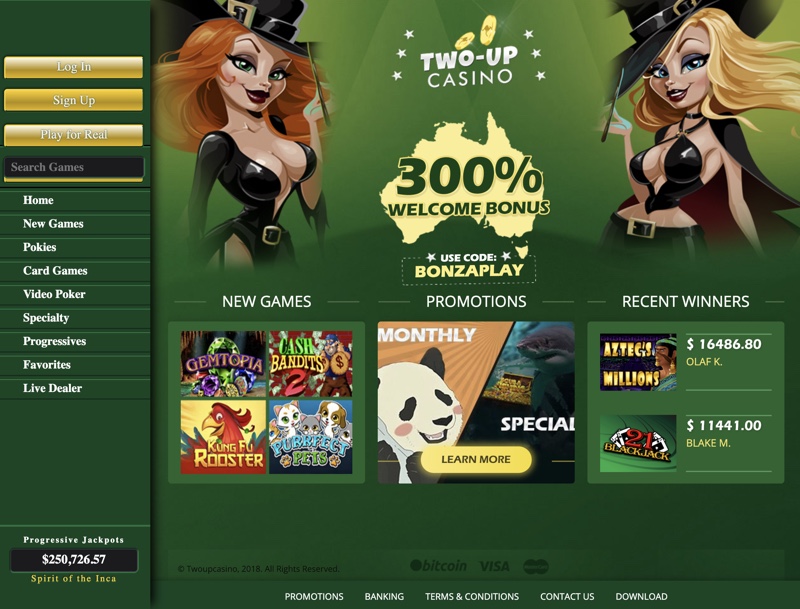 Two up casino sign up bonuses